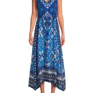 Johnny Was Blue Floral Maxi Dress